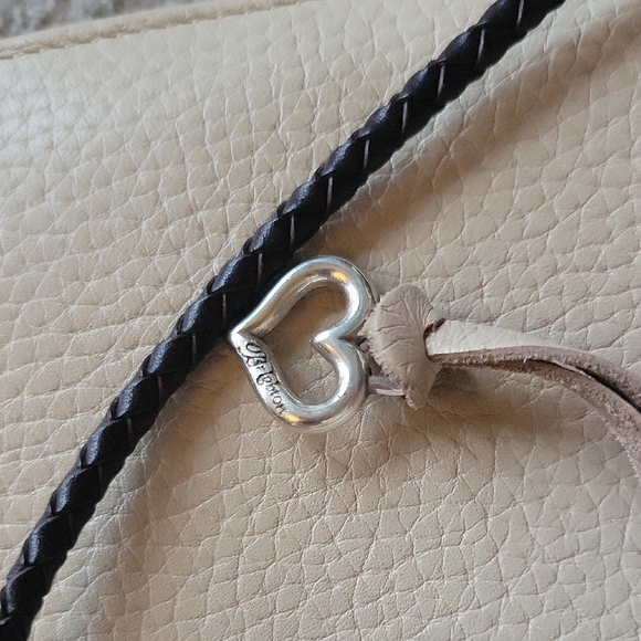 Brighton Cream Pebbled Leather Mini Bag With Brown Crocodile Print Accent - Picture 7 of 9